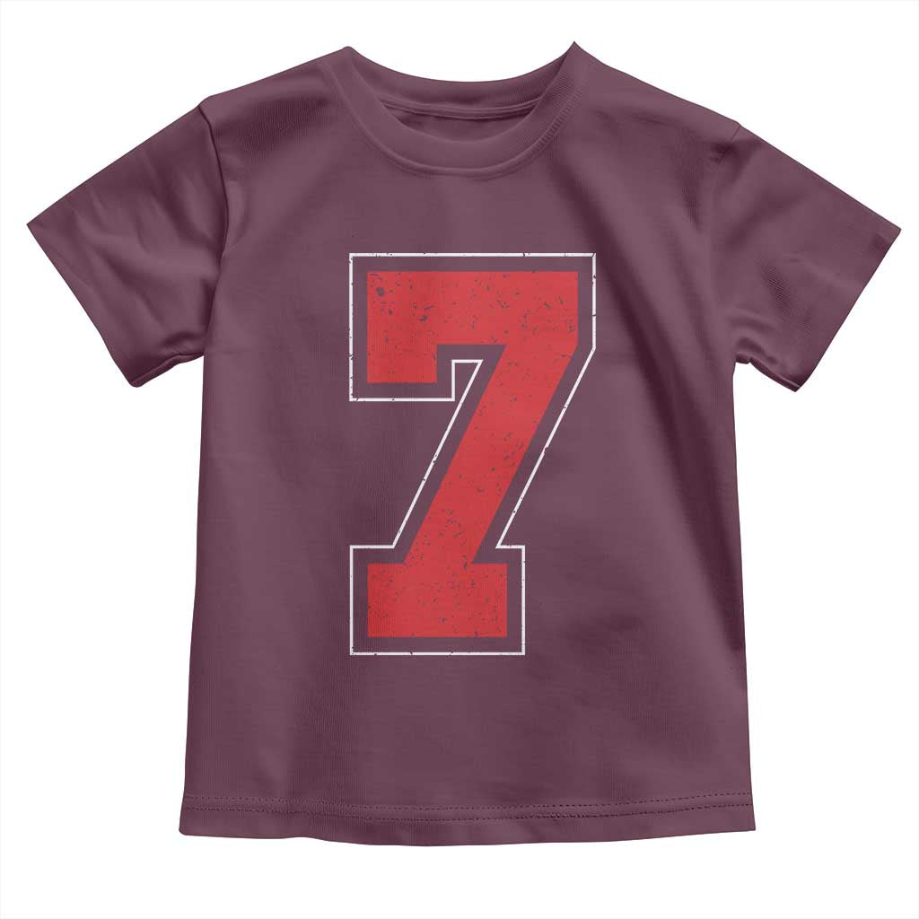 Number 7 Toddler T Shirt Fan Varsity Sports Team 67 Jersey Number TS11 Maroon Print Your Wear