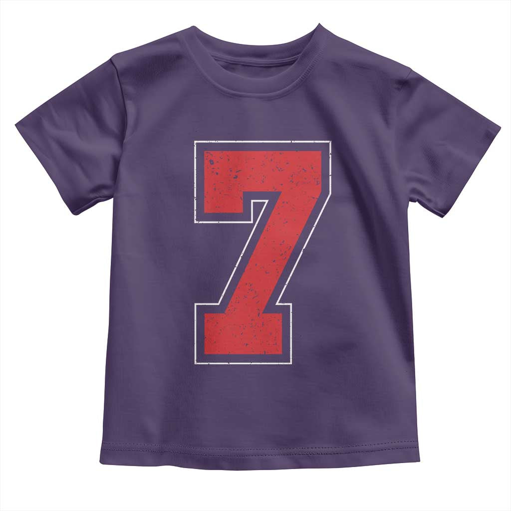 Number 7 Toddler T Shirt Fan Varsity Sports Team 67 Jersey Number TS11 Purple Print Your Wear