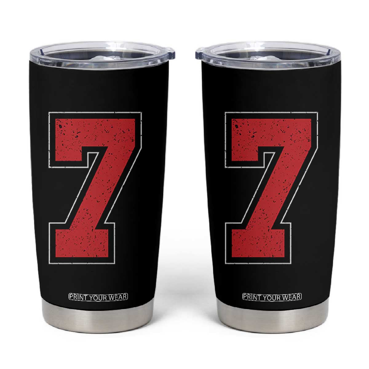 Number 7 Tumbler Cup Fan Varsity Sports Team 67 Jersey Number TS11 Black Print Your Wear
