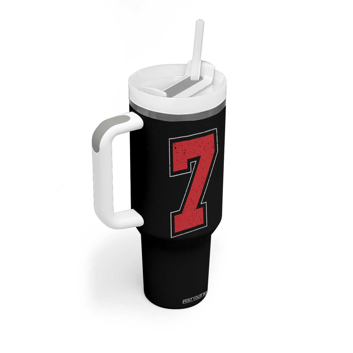 Number 7 Tumbler With Handle Fan Varsity Sports Team 67 Jersey Number TS11 Print Your Wear