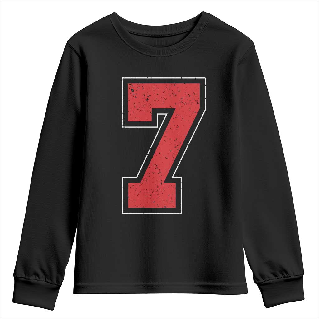 Number 7 Youth Sweatshirt Fan Varsity Sports Team 67 Jersey Number TS11 Black Print Your Wear