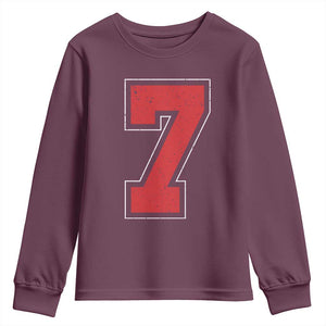 Number 7 Youth Sweatshirt Fan Varsity Sports Team 67 Jersey Number TS11 Maroon Print Your Wear