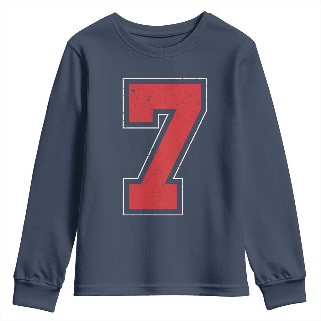 Number 7 Youth Sweatshirt Fan Varsity Sports Team 67 Jersey Number TS11 Navy Print Your Wear