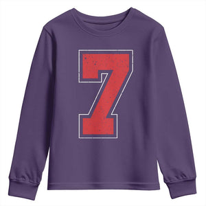 Number 7 Youth Sweatshirt Fan Varsity Sports Team 67 Jersey Number TS11 Purple Print Your Wear