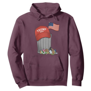 Funny Trump Garbage 2024 Hoodie Vintage Trash Bin American Flag TS11 Maroon Print Your Wear