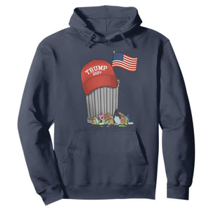 Funny Trump Garbage 2024 Hoodie Vintage Trash Bin American Flag TS11 Navy Print Your Wear