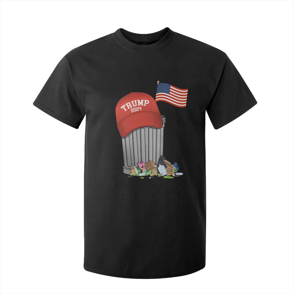 Funny Trump Garbage 2024 T Shirt For Kid Vintage Trash Bin American Flag TS11 Black Print Your Wear