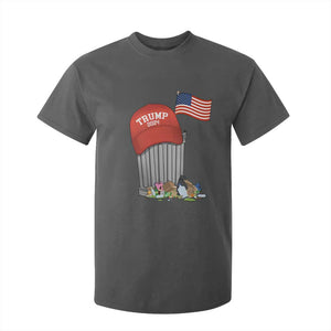 Funny Trump Garbage 2024 T Shirt For Kid Vintage Trash Bin American Flag TS11 Dark Heather Print Your Wear