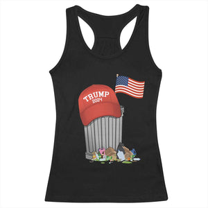 Funny Trump Garbage 2024 Racerback Tank Top Vintage Trash Bin American Flag TS11 Black Print Your Wear