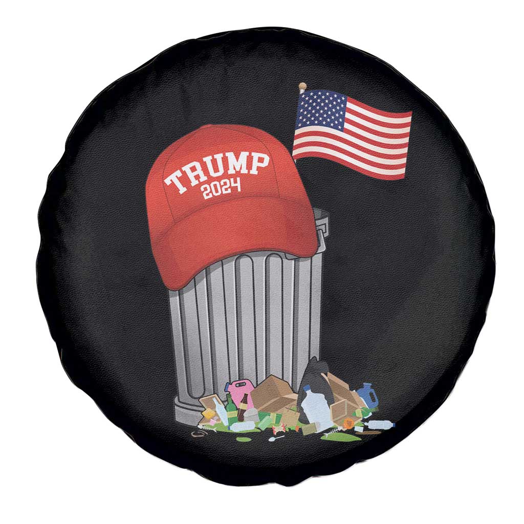 Funny Trump Garbage 2024 Spare Tire Cover Vintage Trash Bin American Flag TS11 Print Your Wear