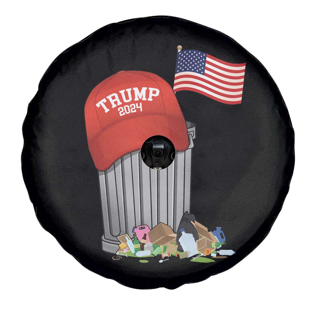 Funny Trump Garbage 2024 Spare Tire Cover Vintage Trash Bin American Flag TS11 Print Your Wear