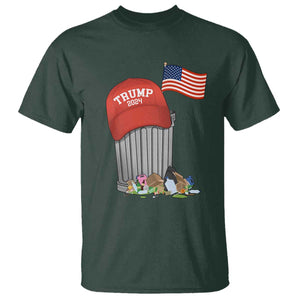 Funny Trump Garbage 2024 T Shirt Vintage Trash Bin American Flag TS11 Dark Forest Green Print Your Wear