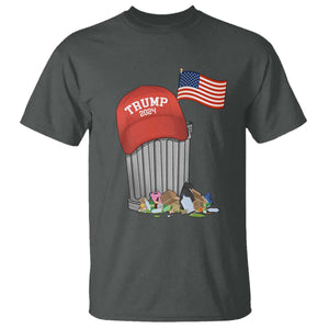 Funny Trump Garbage 2024 T Shirt Vintage Trash Bin American Flag TS11 Dark Heather Print Your Wear