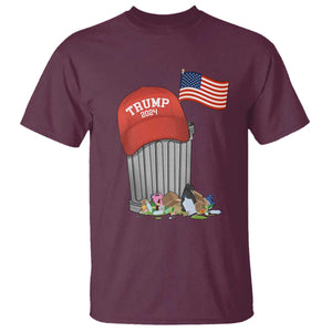 Funny Trump Garbage 2024 T Shirt Vintage Trash Bin American Flag TS11 Maroon Print Your Wear