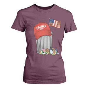 Funny Trump Garbage 2024 T Shirt For Women Vintage Trash Bin American Flag TS11 Maroon Print Your Wear