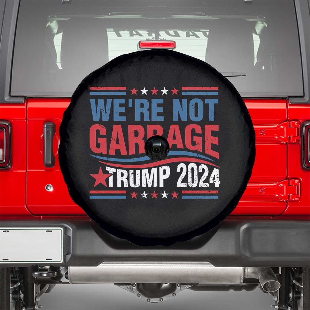 Funny Trump Garbage Spare Tire Cover We're Not Garbage Trump 2024 Vintage Star TS11 Black Print Your Wear