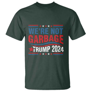 Funny Trump Garbage T Shirt We're Not Garbage Trump 2024 Vintage Star TS11 Dark Forest Green Print Your Wear