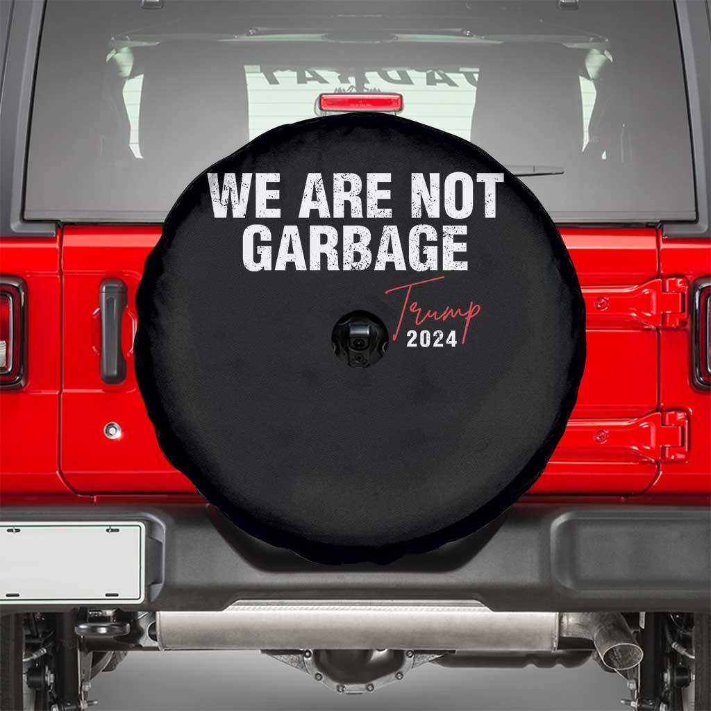Funny Trump Garbage Spare Tire Cover We're Not Garbage Trump 2024 TS11 Black Print Your Wear