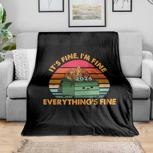 Funny It's Fine I'm Everything Is Fine 2024 Throw Blanket Cute Vintage Lil Dumpster Fire TS11 Print Your Wear