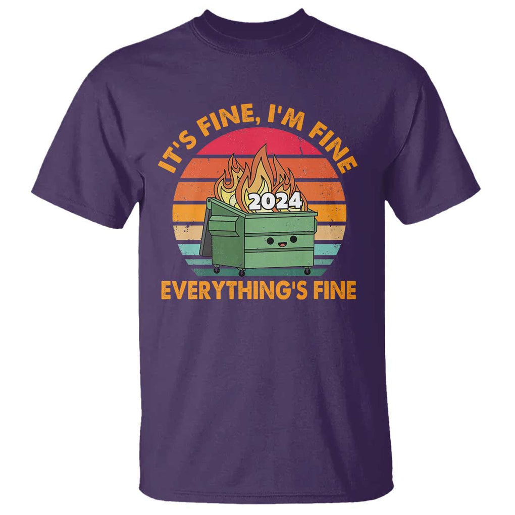 Funny It's Fine I'm Everything Is Fine 2024 T Shirt Cute Vintage Lil Dumpster Fire TS11 Purple Print Your Wear