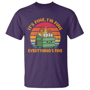 Funny It's Fine I'm Everything Is Fine 2024 T Shirt Cute Vintage Lil Dumpster Fire TS11 Purple Print Your Wear