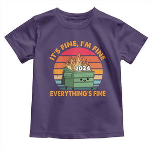 Funny It's Fine I'm Everything Is Fine 2024 Toddler T Shirt Cute Vintage Lil Dumpster Fire TS11 Purple Print Your Wear