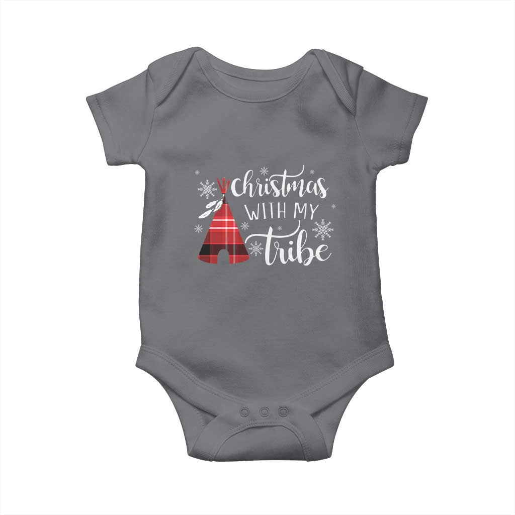 Funny Christmas Native American Baby Onesie Christmas With My Tribes TS11 Charcoal Print Your Wear