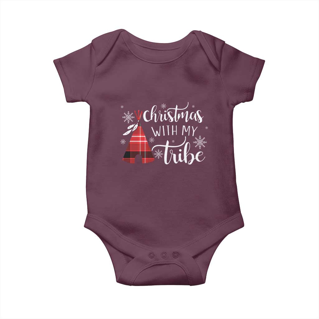 Funny Christmas Native American Baby Onesie Christmas With My Tribes TS11 Maroon Print Your Wear