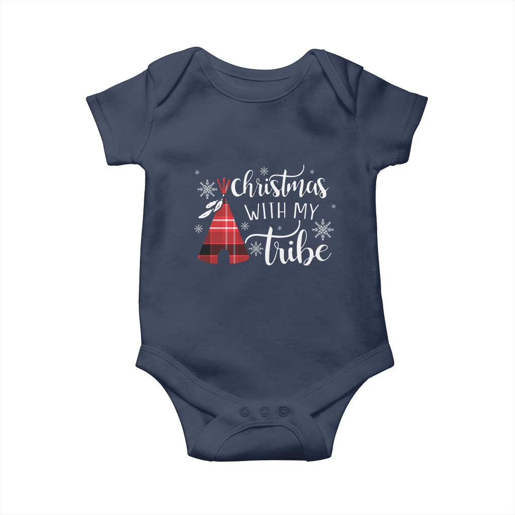 Funny Christmas Native American Baby Onesie Christmas With My Tribes TS11 Navy Print Your Wear