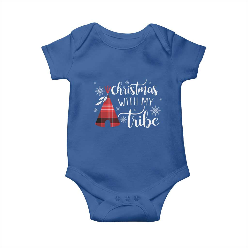 Funny Christmas Native American Baby Onesie Christmas With My Tribes TS11 Royal Blue Print Your Wear