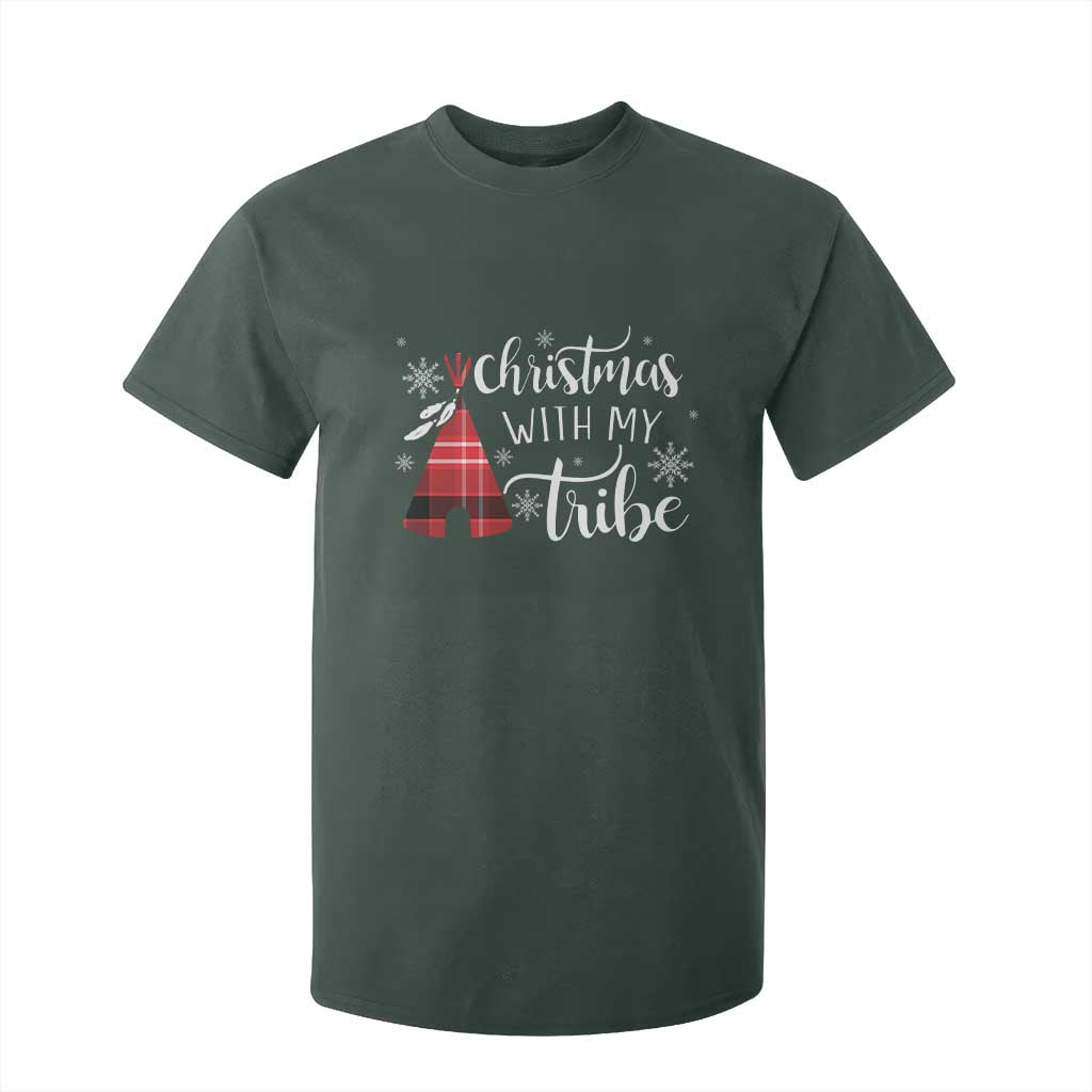 Funny Christmas Native American T Shirt For Kid Christmas With My Tribes TS11 Dark Forest Green Print Your Wear