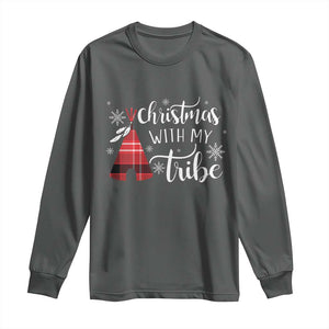 Funny Christmas Native American Long Sleeve Shirt Christmas With My Tribes TS11 Dark Heather Print Your Wear