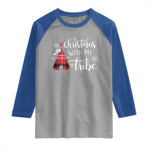 Funny Christmas Native American Raglan Shirt Christmas With My Tribes TS11 Sport Gray Royal Print Your Wear