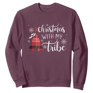Funny Christmas Native American Sweatshirt Christmas With My Tribes TS11 Maroon Print Your Wear