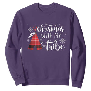 Funny Christmas Native American Sweatshirt Christmas With My Tribes TS11 Purple Print Your Wear