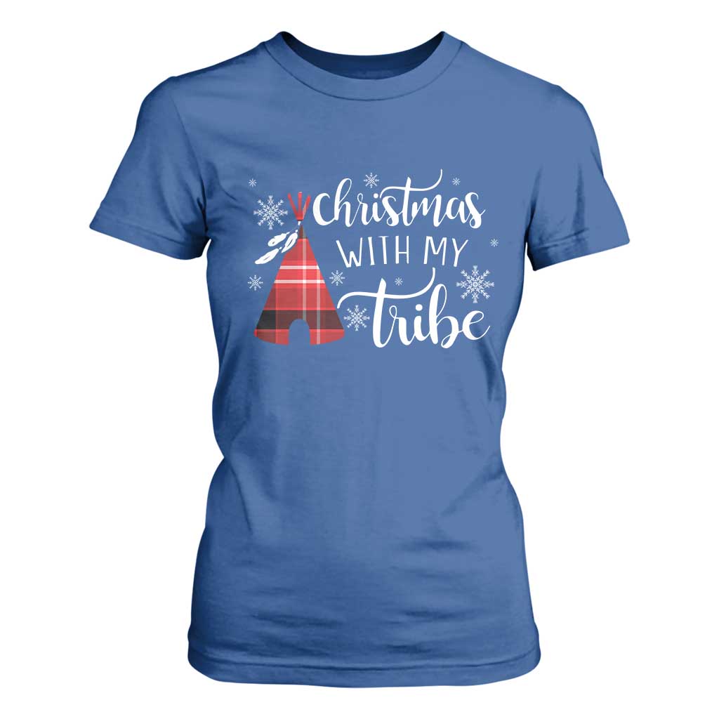 Funny Christmas Native American T Shirt For Women Christmas With My Tribes TS11 Royal Blue Print Your Wear