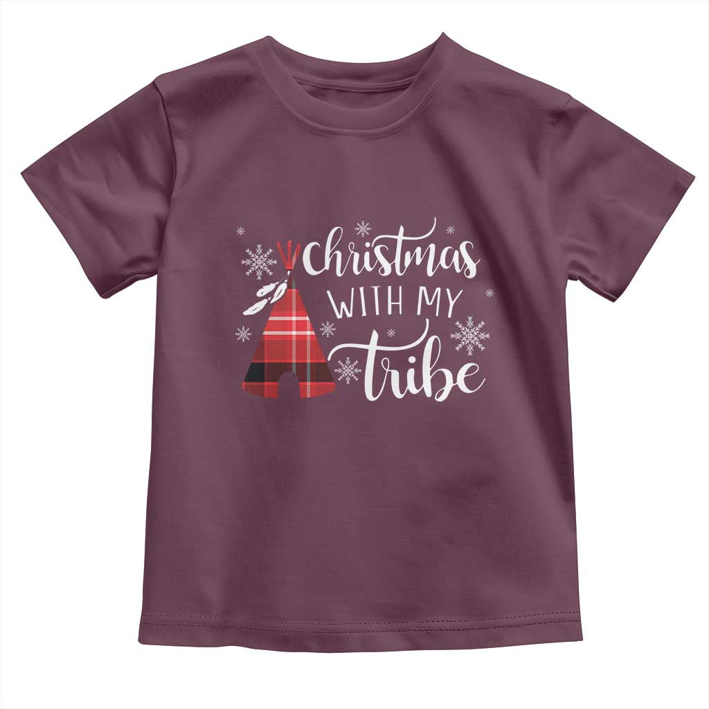 Funny Christmas Native American Toddler T Shirt Christmas With My Tribes TS11 Maroon Print Your Wear