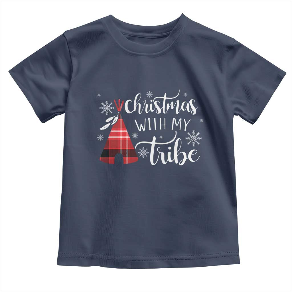 Funny Christmas Native American Toddler T Shirt Christmas With My Tribes TS11 Navy Print Your Wear