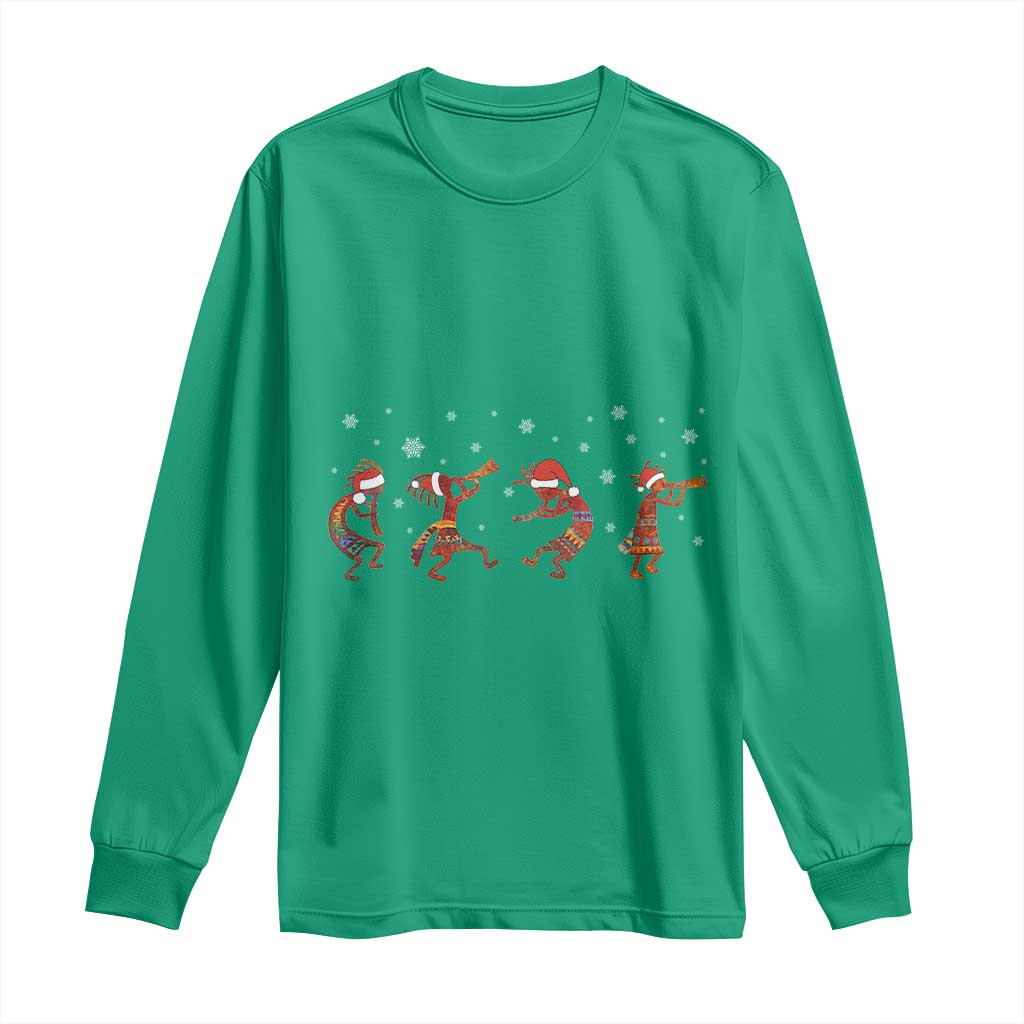Funny Christmas Native American Long Sleeve Shirt Santa Kokopeli Snowflake TS11 Irish Green Print Your Wear
