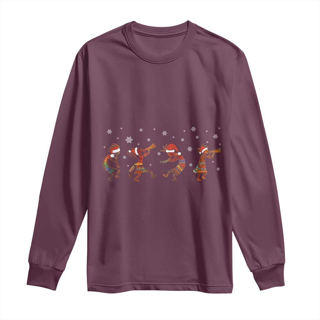 Funny Christmas Native American Long Sleeve Shirt Santa Kokopeli Snowflake TS11 Maroon Print Your Wear