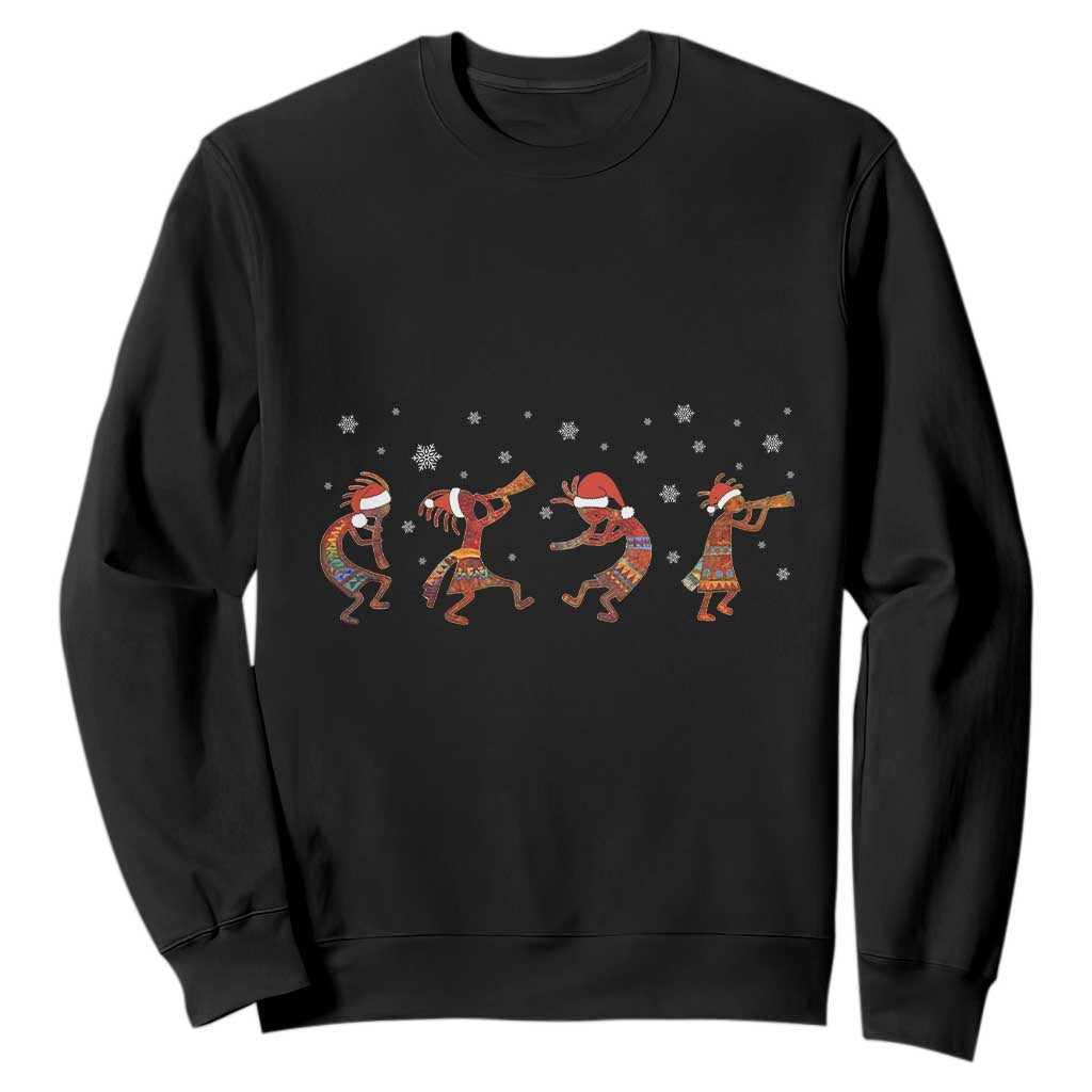 Funny Christmas Native American Sweatshirt Santa Kokopeli Snowflake TS11 Black Print Your Wear