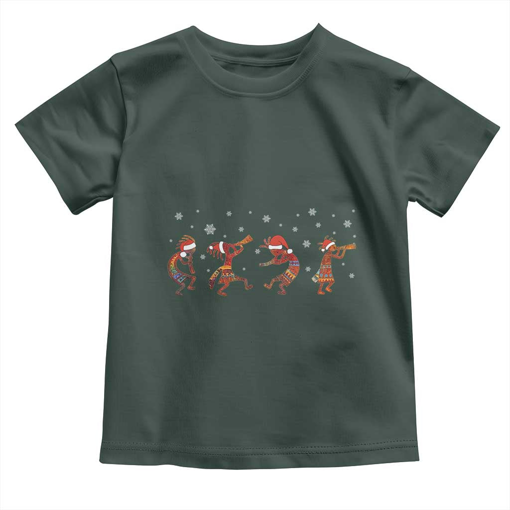 Funny Christmas Native American Toddler T Shirt Santa Kokopeli Snowflake TS11 Dark Forest Green Print Your Wear