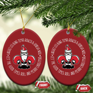 Funny Cajun Louisiana Xmas Christmas Ornament Laissez Les Bons Temps Rouler & Joyeux Merry Xmas Santa Saint Symbol TS11 Oval Red Print Your Wear