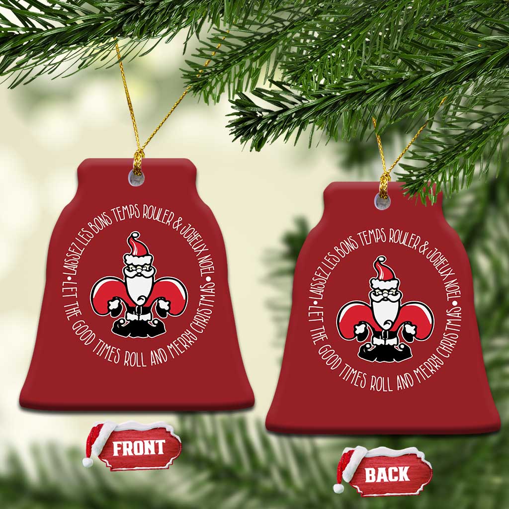 Funny Cajun Louisiana Xmas Christmas Ornament Laissez Les Bons Temps Rouler & Joyeux Merry Xmas Santa Saint Symbol TS11 Bell Flake Red Print Your Wear