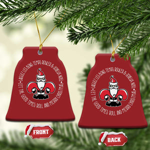 Funny Cajun Louisiana Xmas Christmas Ornament Laissez Les Bons Temps Rouler & Joyeux Merry Xmas Santa Saint Symbol TS11 Bell Flake Red Print Your Wear