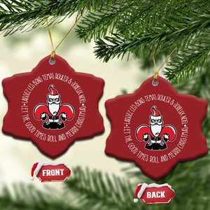 Funny Cajun Louisiana Xmas Christmas Ornament Laissez Les Bons Temps Rouler & Joyeux Merry Xmas Santa Saint Symbol TS11 Snow Flake Red Print Your Wear