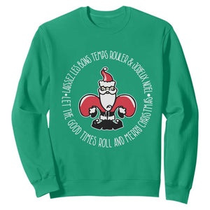 Funny Cajun Louisiana Christmas Sweatshirt Laissez Les Bons Temps Rouler & Joyeux Merry Christmas Santa Saint Symbol TS11 Irish Green Print Your Wear