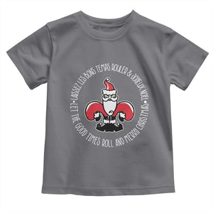 Funny Cajun Louisiana Christmas Toddler T Shirt Laissez Les Bons Temps Rouler & Joyeux Merry Christmas Santa Saint Symbol TS11 Charcoal Print Your Wear