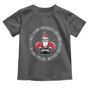 Funny Cajun Louisiana Christmas Toddler T Shirt Laissez Les Bons Temps Rouler & Joyeux Merry Christmas Santa Saint Symbol TS11 Dark Heather Print Your Wear