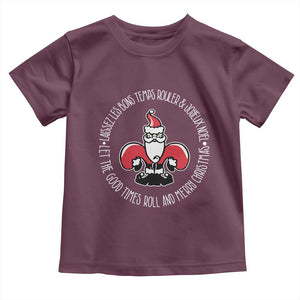 Funny Cajun Louisiana Christmas Toddler T Shirt Laissez Les Bons Temps Rouler & Joyeux Merry Christmas Santa Saint Symbol TS11 Maroon Print Your Wear